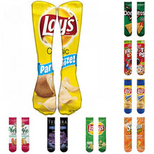 Load image into Gallery viewer, 1 pair Funny Unisex Men Art Socks women printing Potato chips Knee High Socks cotton art Long socks For men 8S-D15