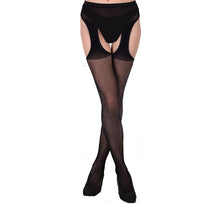 Load image into Gallery viewer, Women Sexy Lingerie Stripe Elastic Stockings Transparent Black Fishnet Stocking Thigh Sheer Tights Embroidery Pantyhose dropship